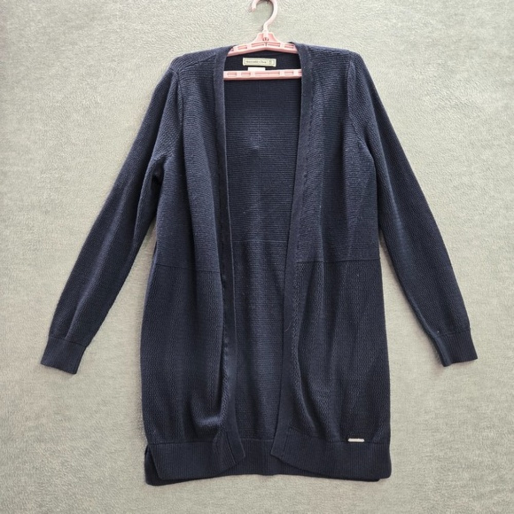Abercrombie‎ & Fitch Women Sweater Medium Blue Cardigan Knit Open Front